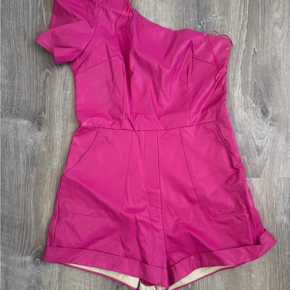 Hot Pink One-Shoulder Romper